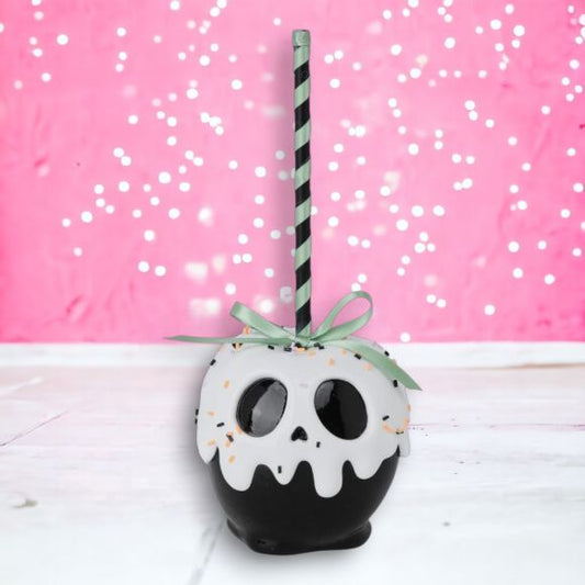 9" Halloween Black & White Candy Apple