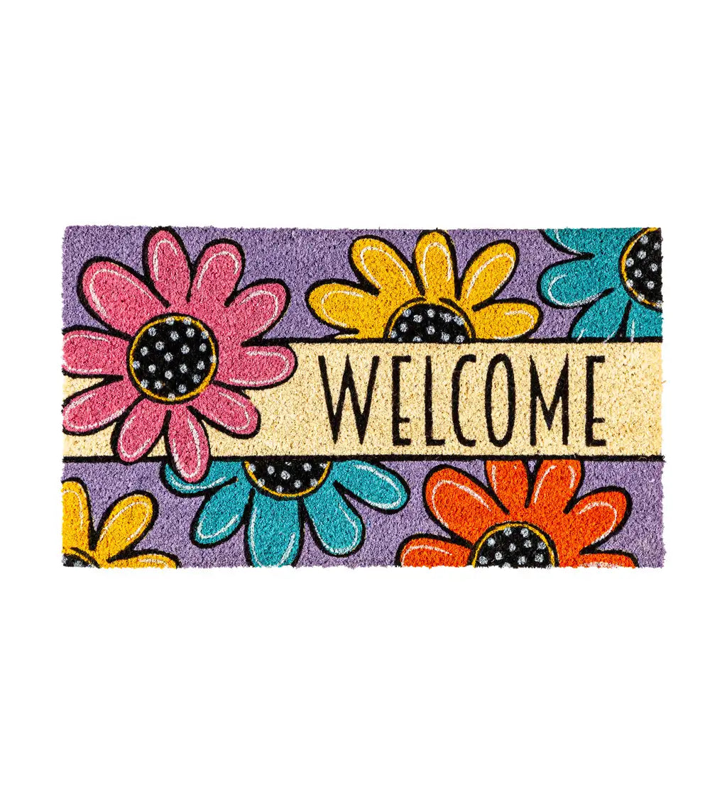 Polkadot Daisy Welcome Coir Doormat