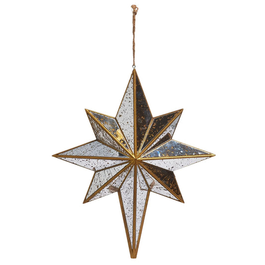 11" Distressed Mirrored Star Ornament