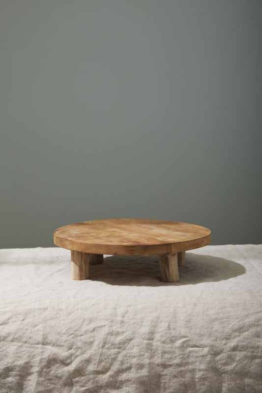 12" Tejano Wood Stand Riser - Rounded Wooden Tray