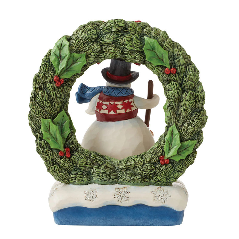 Snowman and Prelit LED Wreath