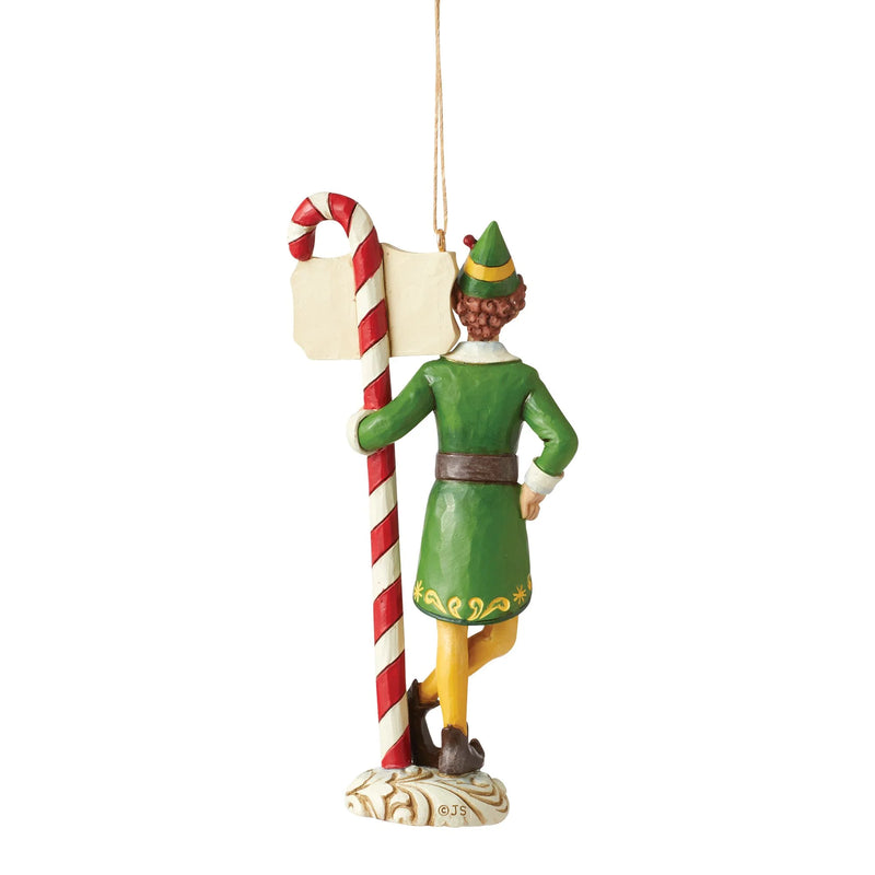 Buddy Elf with Giant Candy Cane Ornament