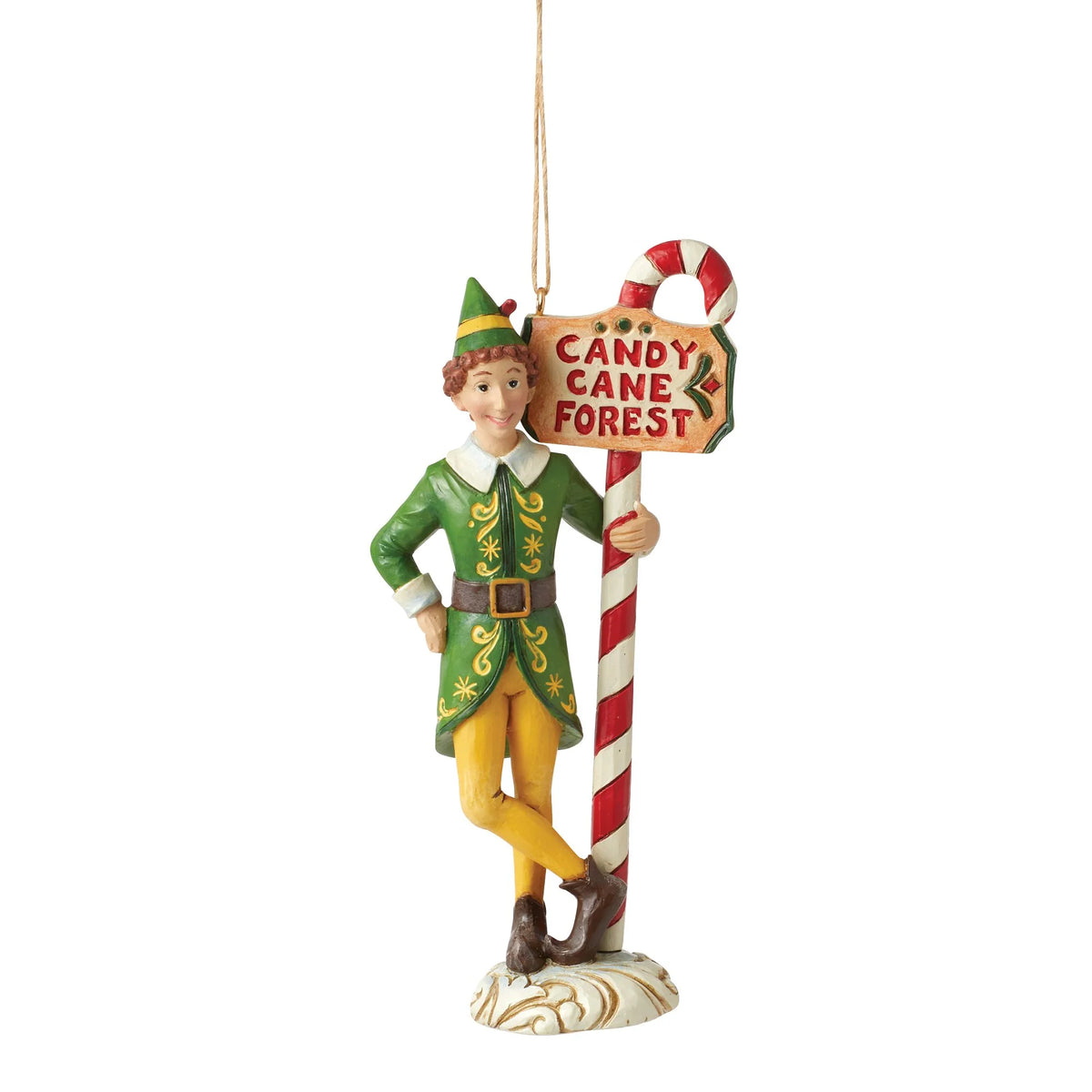 Buddy Elf with Giant Candy Cane Ornament
