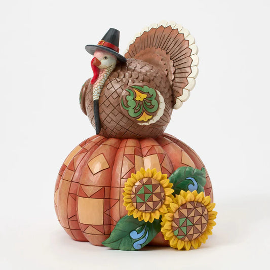 Turkey Pumpkin Sunflower Figurine