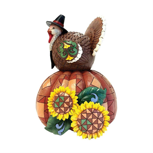 Turkey Pumpkin Sunflower Figurine