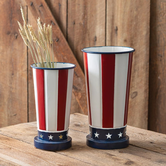 Uncle Sam Hat Patriotic Metal Vase -Small