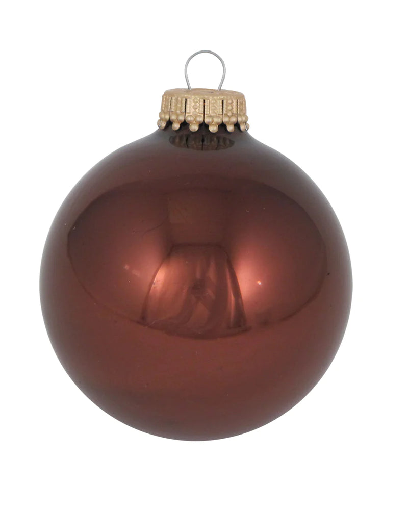 Shiny Friar Brown Glass Ball Ornaments 8/Box