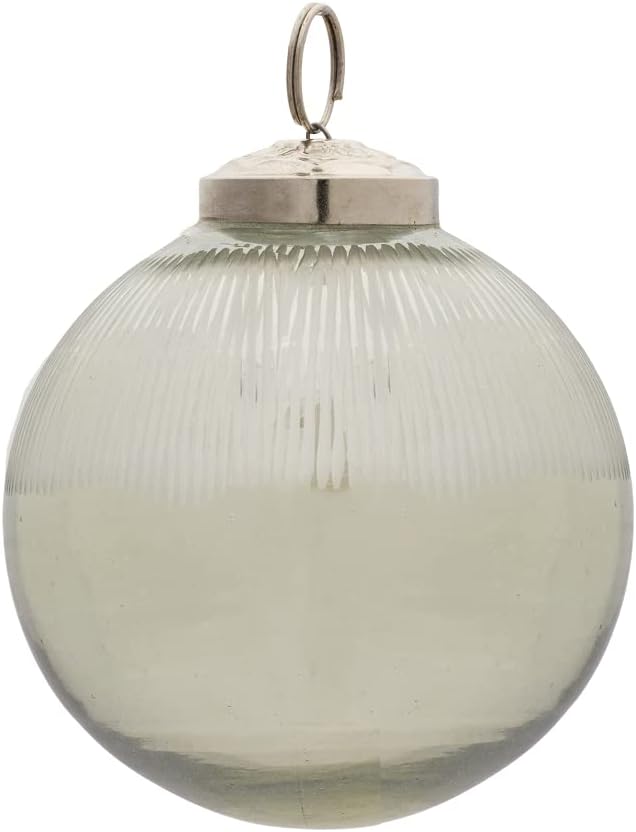4" Ribbed Clear Glass Ornament