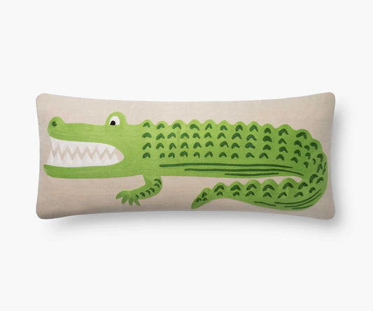 13x35 Alligator Embroidered Loloi Throw Pillow