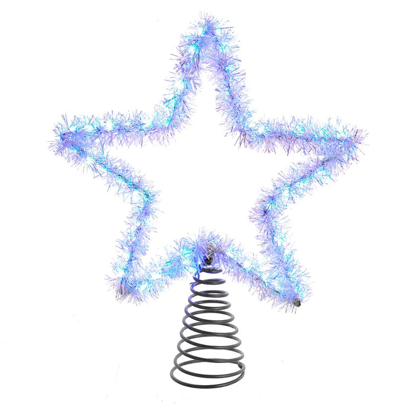 12" Star Tinsel Tree with Cool White LED Lights