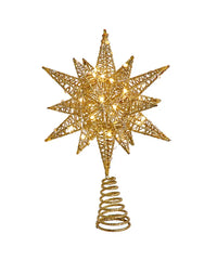 Prelit Glitter Gold 3D Starburst Tree Topper