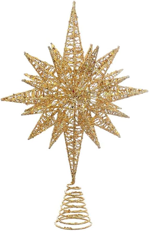 Glitter Gold 3D Star Christmas Tree Topper