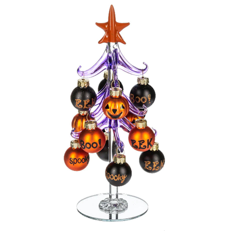 Glass Halloween Tree with Ornaments - Assorted