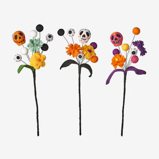 23" Sugar Skull Flower Bouquet Assorted