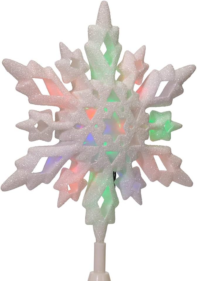 Snowflake Glitter Tree Topper with Multi LED