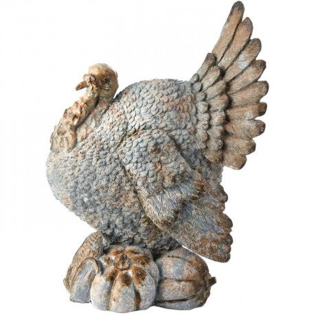 17" Blue Antique Resin Turkey