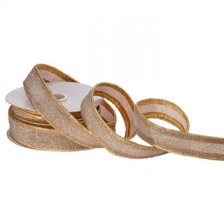 1"X10Y Gold Metallic Woven Ribbon
