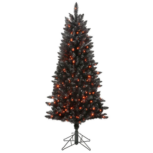 5" Black with Orange Led Tree