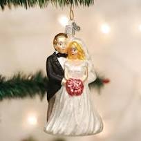 Bridal Groom Couple Glass Ornament
