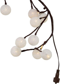 6' Brown Branch Garland with Warm White LED Lighted Cotton Ball