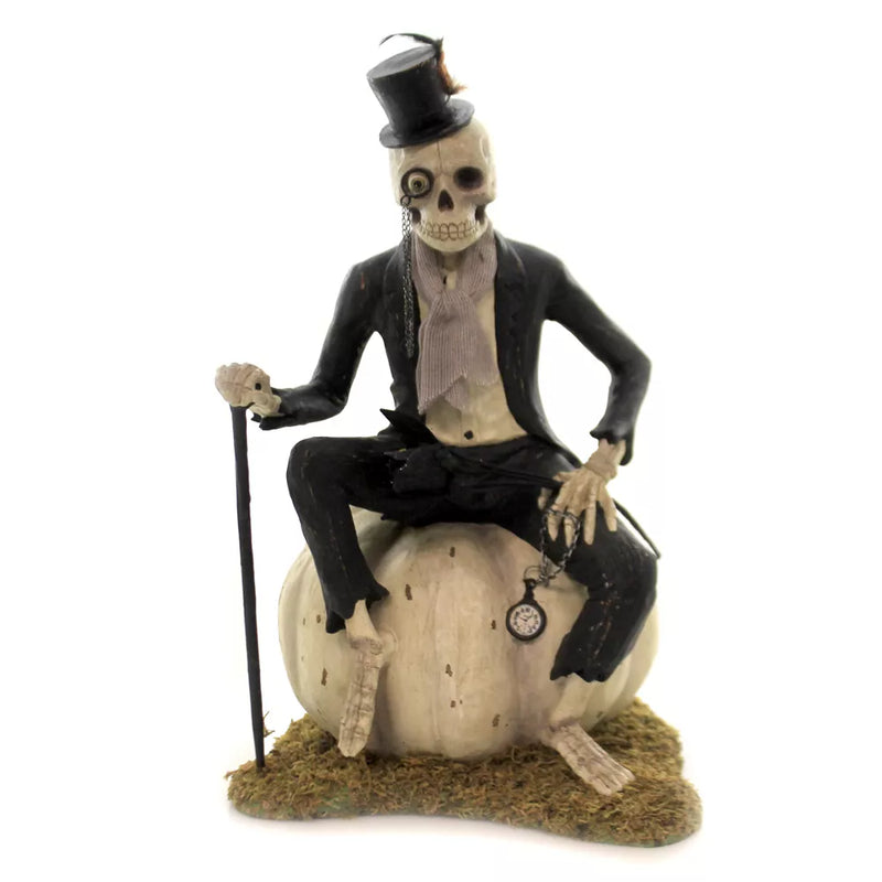 Mr. Bone Skeleton On Pumpkin Halloween Figurine