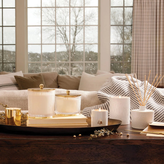 Frasier Fir Gilded Large Poured Candle Frosted Wood Grain