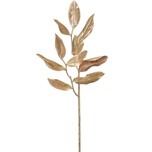 19" Magnolia Leaf Spray, Gold