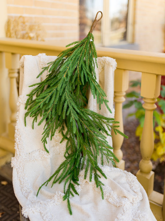 36" Real Touch Cypress Door Swag, Green