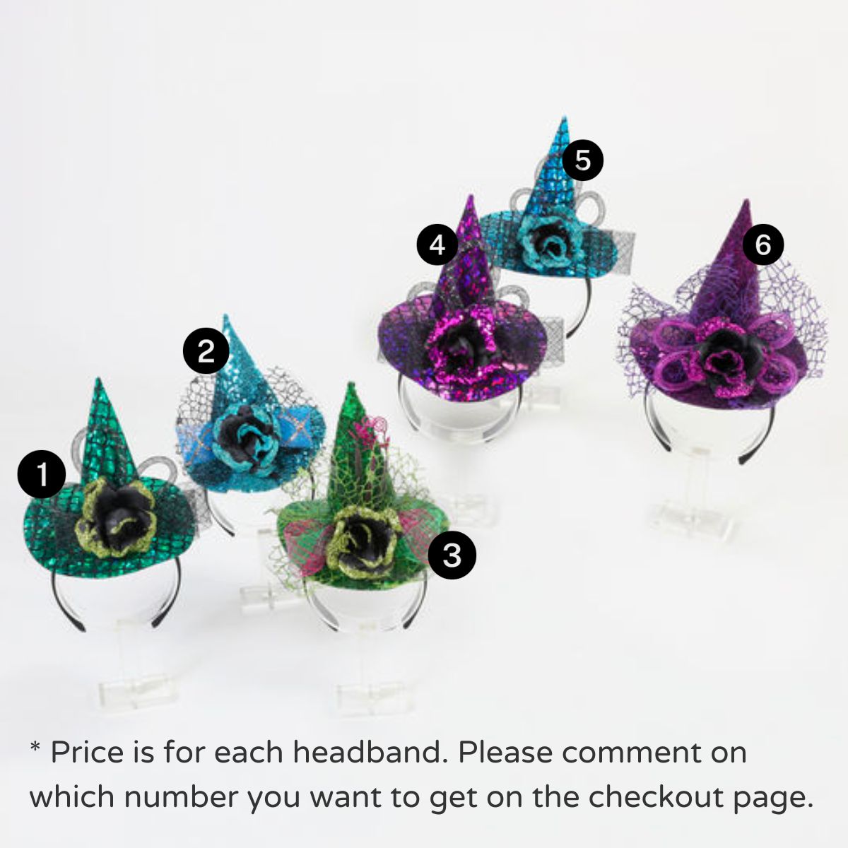 Glitter Rose Halloween Headband Assorted