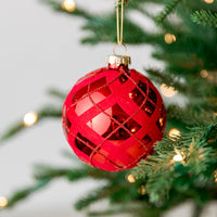 3" Stripes Red Glass Ornaments Assorted