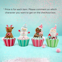 5" Pastel Christmas Character Cupcake Assorted