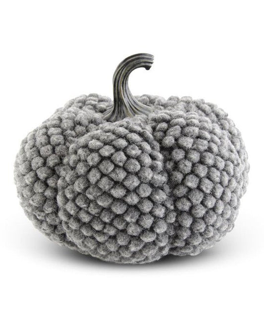 7" Grey Fabric Tufted Pumpkin