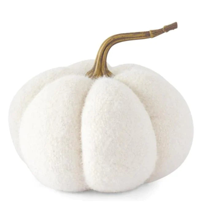 9" Knit Fuzzy White Pumpkin
