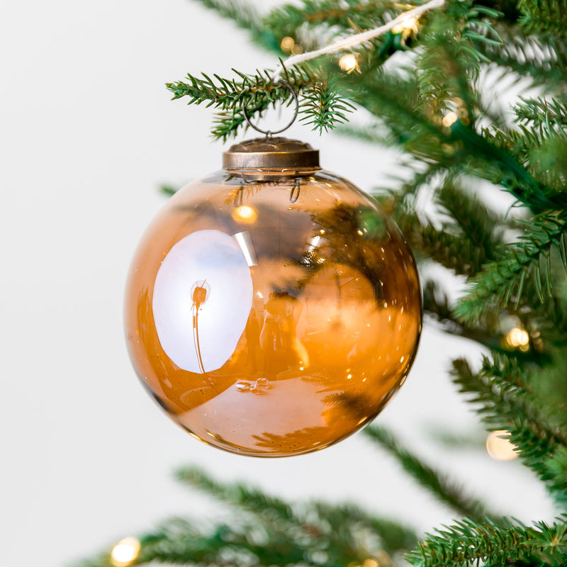 4 Clear Rust Gold Ball Large Glass Ornament