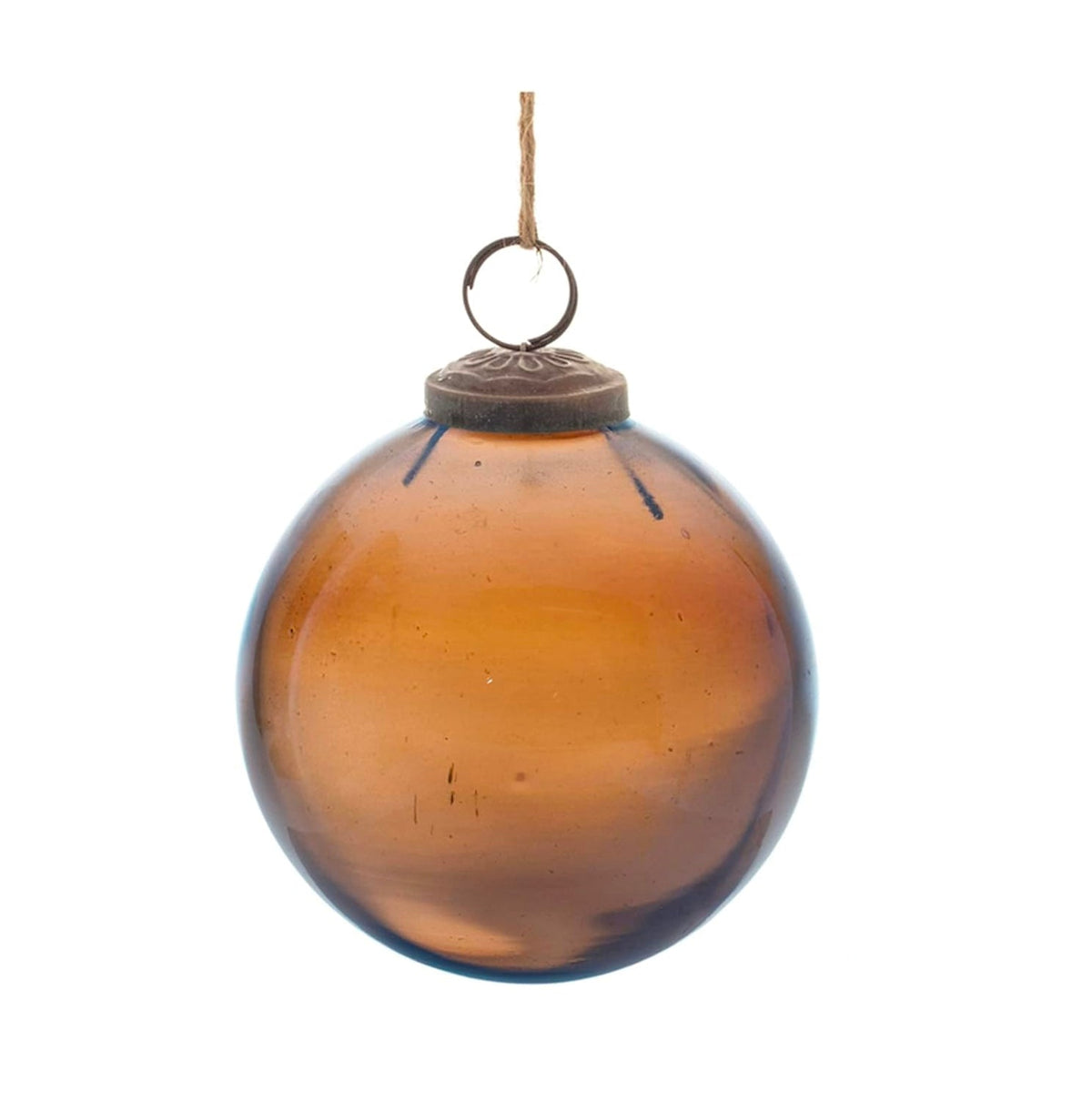 3" Clear Rust Gold Ball Small Glass Ornament