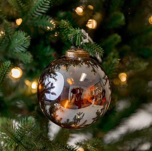3" Clear Rust Gold Ball Small Glass Ornament
