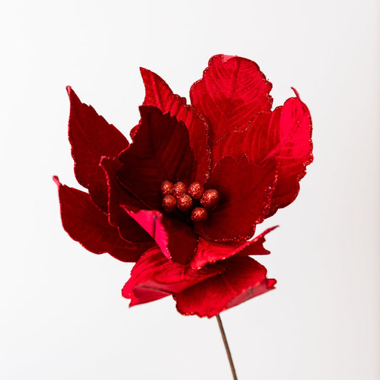 24" Red Poinsettia Stem