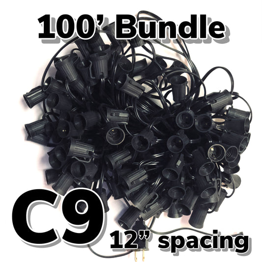 12" Spacing 100' Long C9 Cord