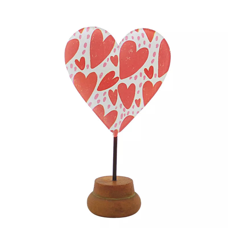Heart Pattern Metal Sign on Stand Assorted