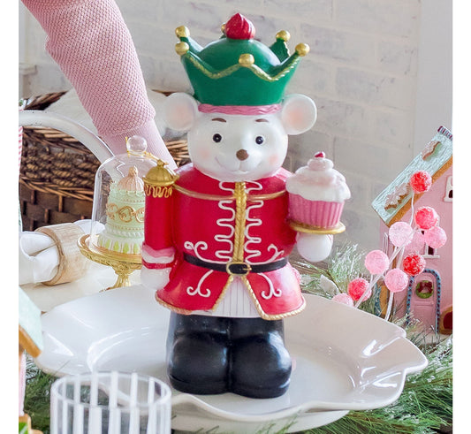 12" Mouse King Nutcracker with Cupcake Christmas Tabletop