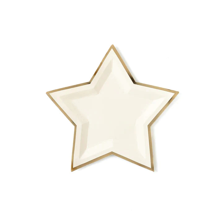 9" Foil Gold Cream Star Plates