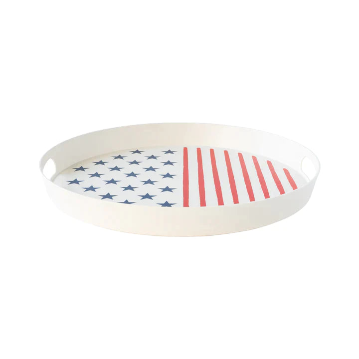 Stars Stripes Bamboo Round Serving Tray