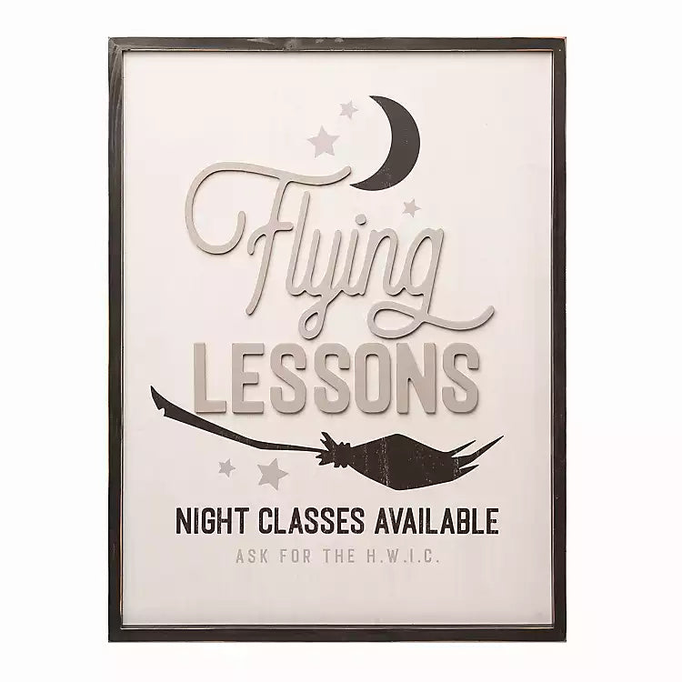 Flying Lessons Halloween Wood Sign