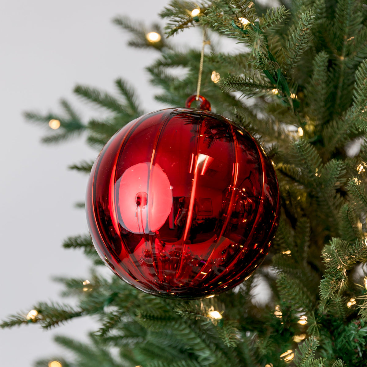 6" Red Ball Glass Ornament