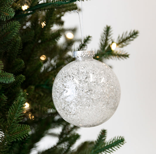 4" Frosted White Plastic Ornament