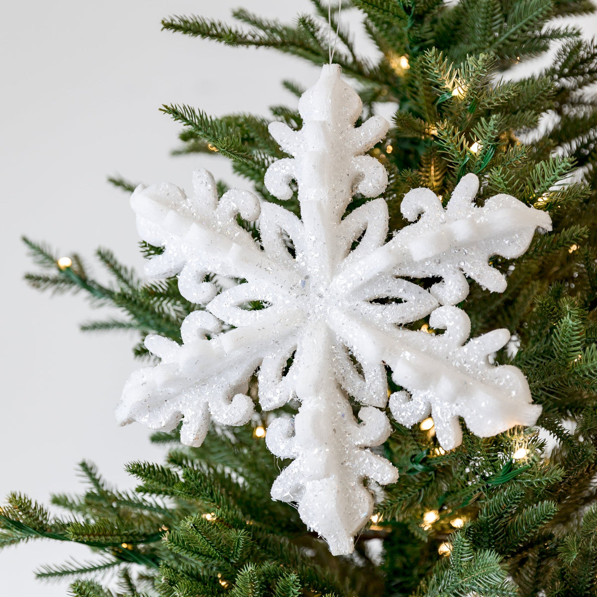12" White Silver 3D Foam Snowflake Ornament