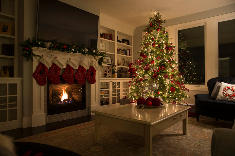 artificial christmas tree in a living room