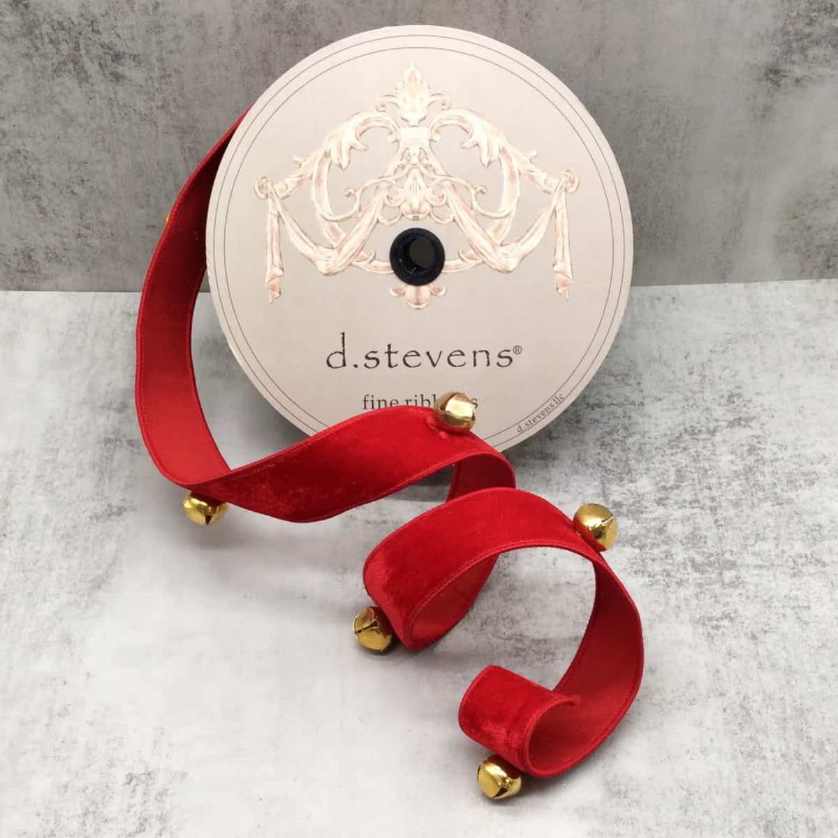 1.5"X5Yd Red Jingle Bells Velvet Ribbon