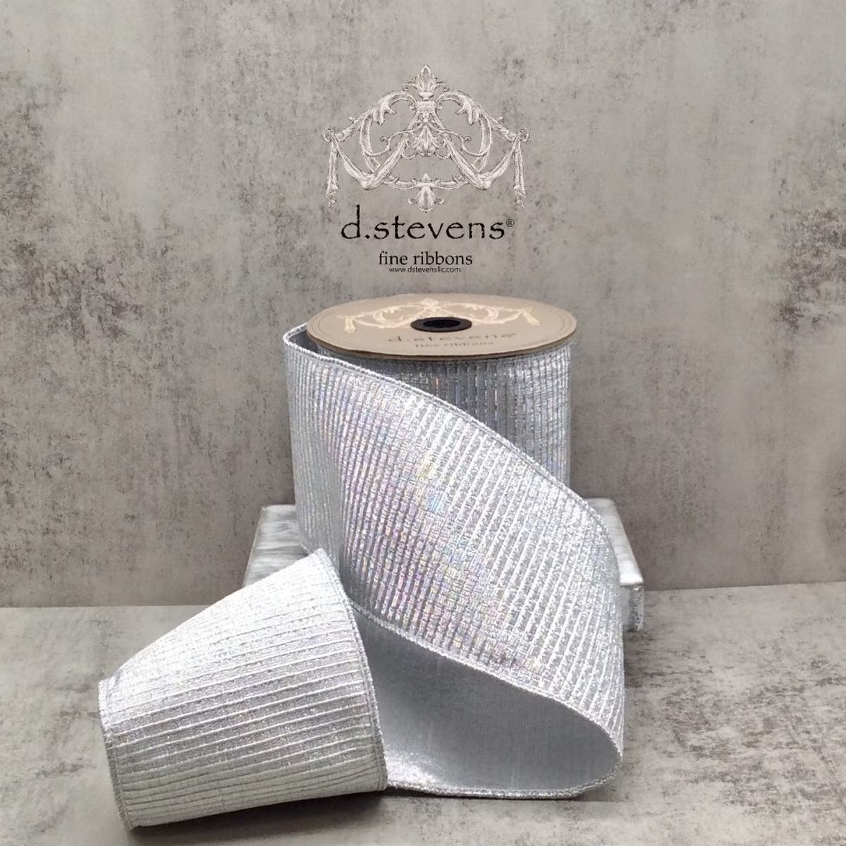 4"X10Yd Silver Pleated Lame Ribbon