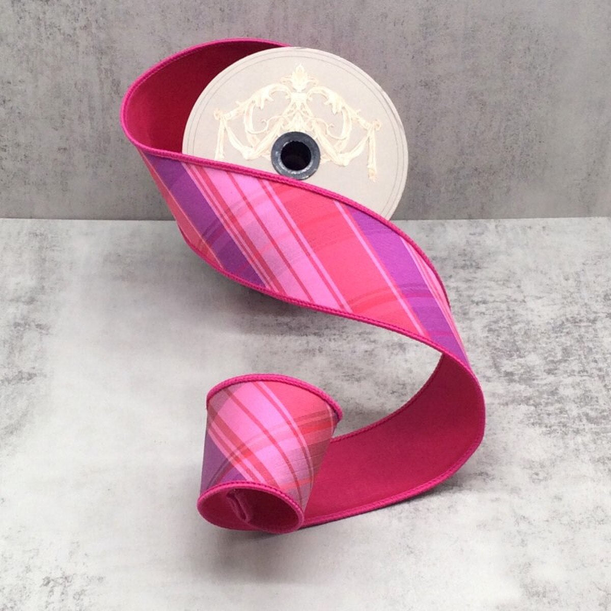 2.5"X10Yd Dupion Plaid/Swirl Ribbon
